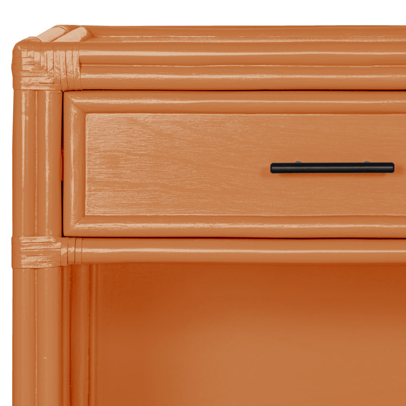 Clara Collection 1 - Drawer Rattan Nightstand, Citrus Orange