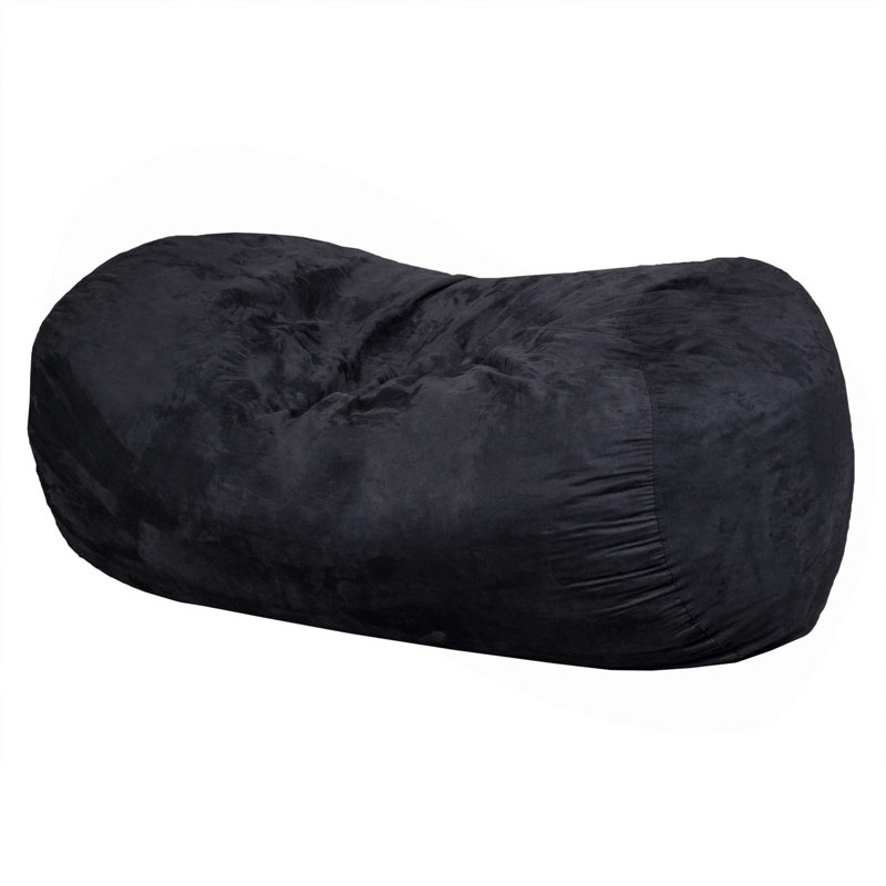 Comfortable Suede Bean Bag for Relaxation and Stylish Décor, 30" H x 84" W x 48" D, Black Microfiber