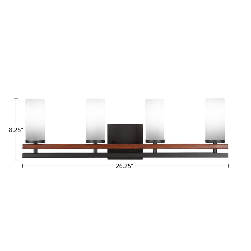 Belmont 4 Light Bath Bar, Matte Black/Painted Wood