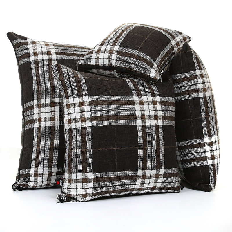 Chagnon Plaid Square Cushion, 28cm x 28cm, Chocolate