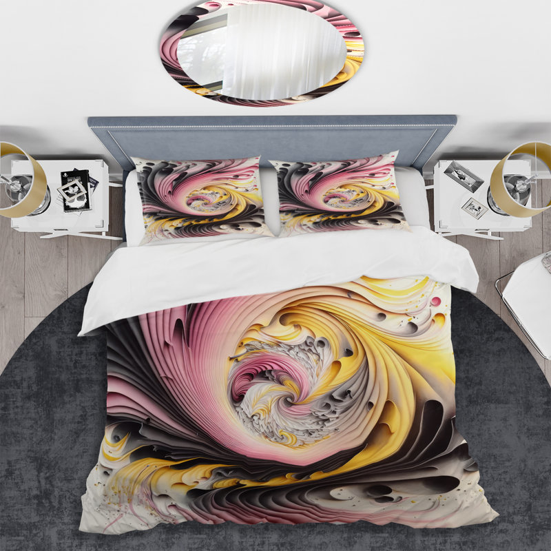 Ensemble de housse de couette multicolore Paint Swirl I Bedding, Housse de couette simple + 1 taie décorative stan