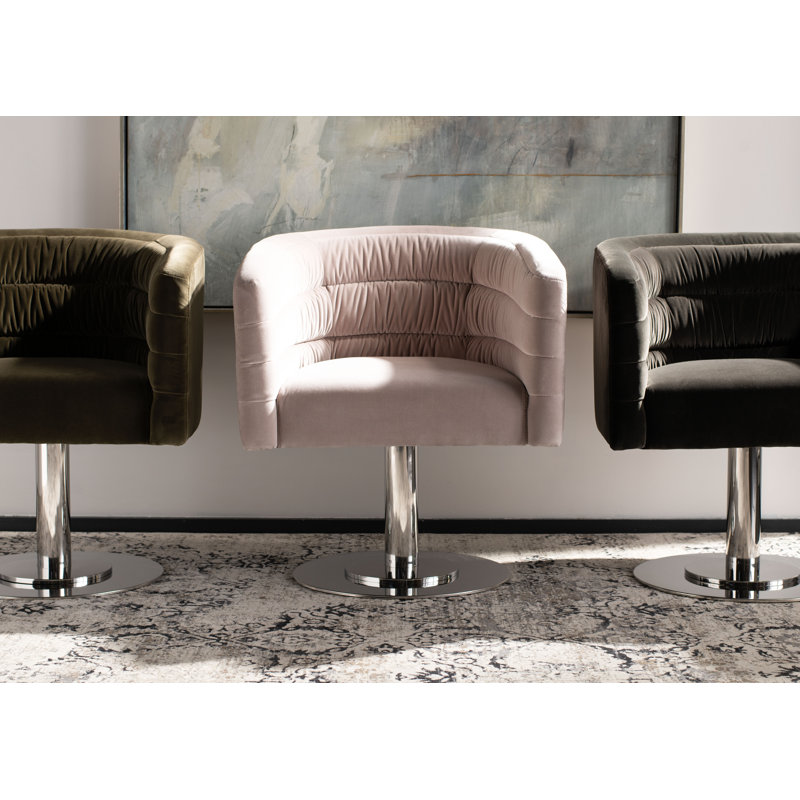 Fauteuil en velours capitonné de largeur 28,93 po Olivya, Velours gris schiste