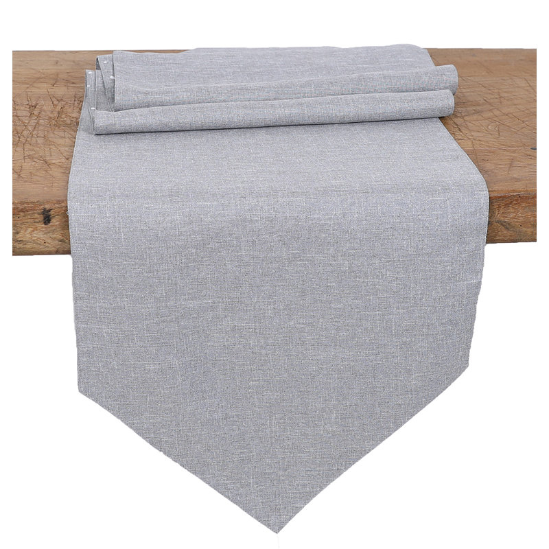 Isakson Holly Berry Wreath Embroidered Table Runner, 70" L x 15" W, Gray