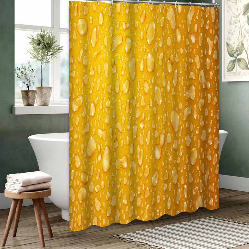Rideau de douche jaune imperméable, rideaux de douche pour la salle de bain avec 12 crochets, L 72 po x l 72 po