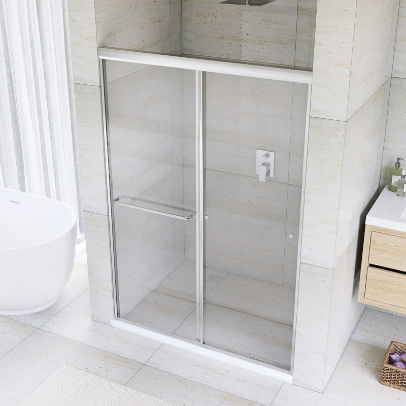 60 po X P 72 po Porte de douche coulissante double H, Nickel brossé