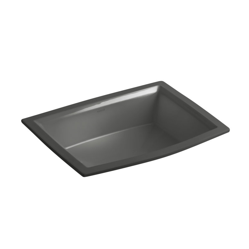 Archer® Vitreous China Rectangular Undermount Bathroom Sink with Overflow, Thunder Grey