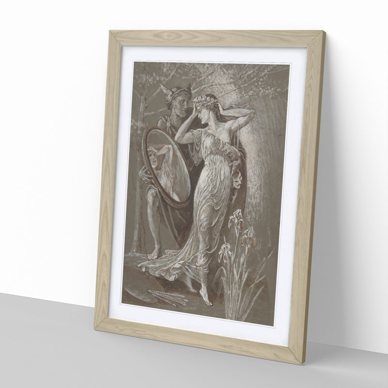 The Mirror of Venus by Walter Crane - Picture Frame Painting, 48cm H x 36cm W x 2cm D, Oak Framed