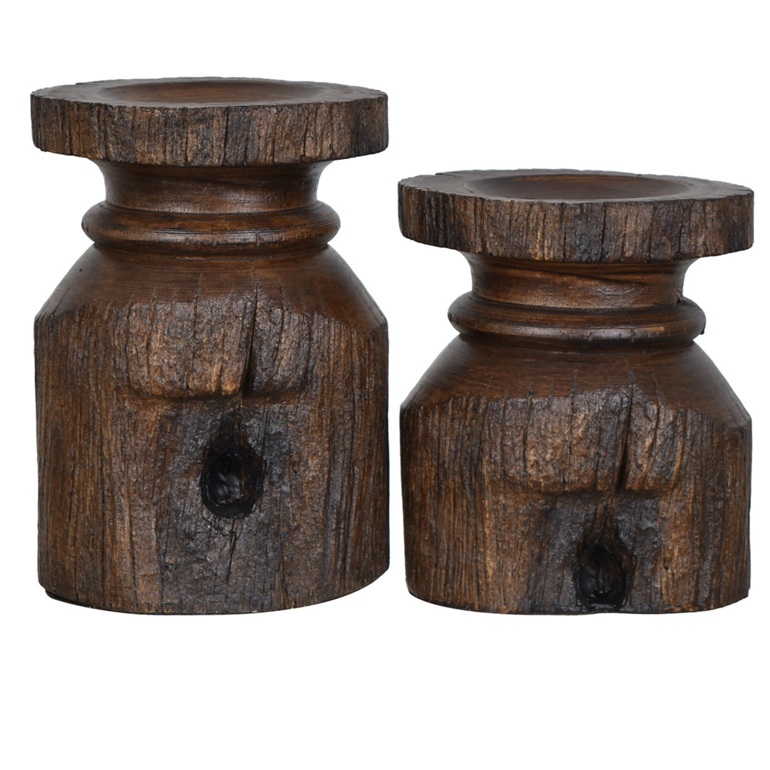 8'' H Resin Tabletop Candlestick (Set of 2) Millwood Pines