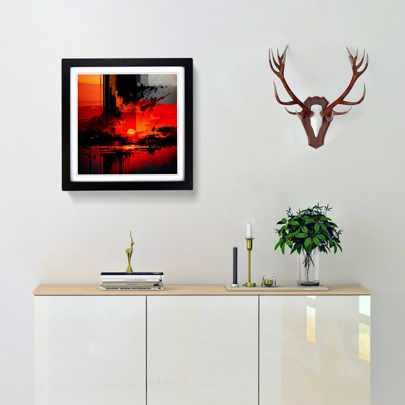Sunset Abstract Expressionism - Framed Print, Black