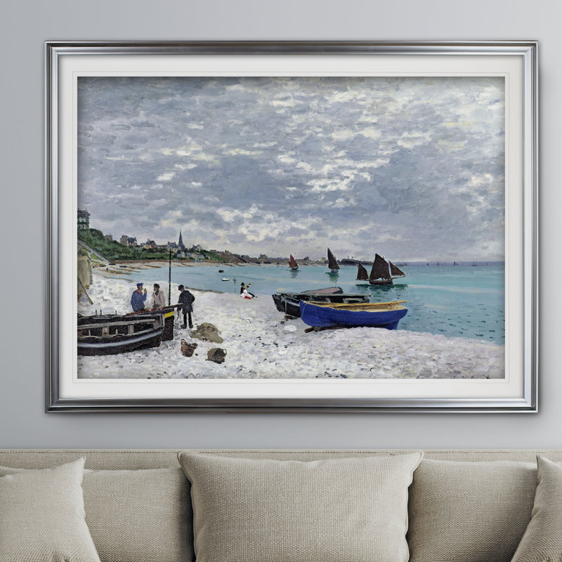 « the beach » par claude monet, impression, Argent, H 31 po x l 43 po x P 1,5 po