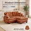 Canapé nuage orange 2 places en chenille avec pouf amovible, coussins capitonnés et finitions à pompons-355024012
