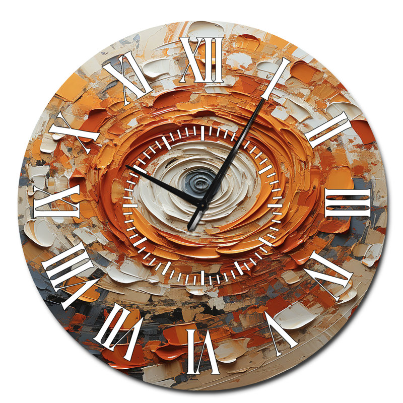 Horloge murale orange et blanche, Surdimensionné