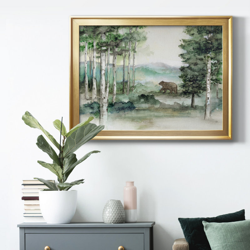 Bear Mountain - Peinture sur toile encadrée, H 22,5 po x l 30,5 po x P 1 po, Cadre doré