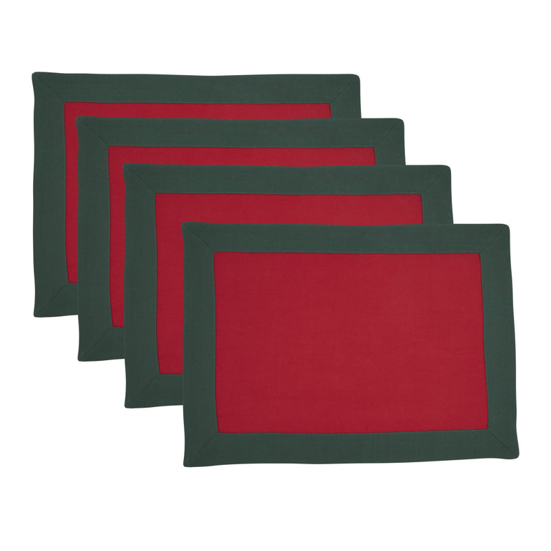 Napperons Classic Border (ensemble de 4) - Napperons pour tous les jours, Rouge