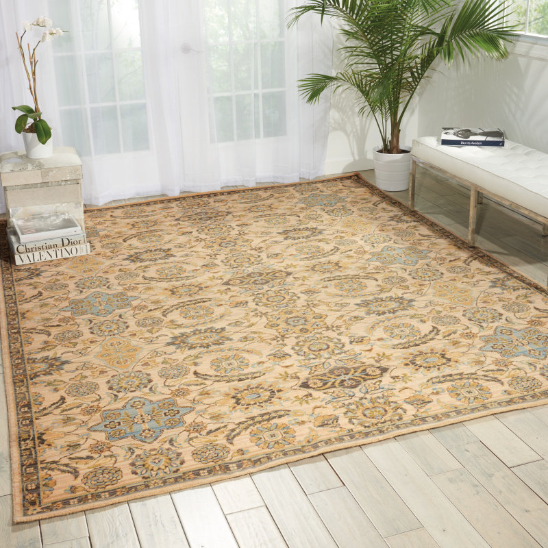 Tapis beige / brun en laine Vogan, Rectangle : 5 pi 6 po x 8 pi