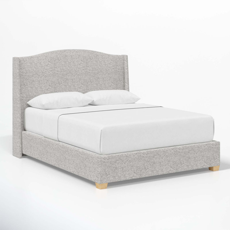 Allis Upholstered Wingback Bed, Twin, Milsap Spray Sustain® Tweed