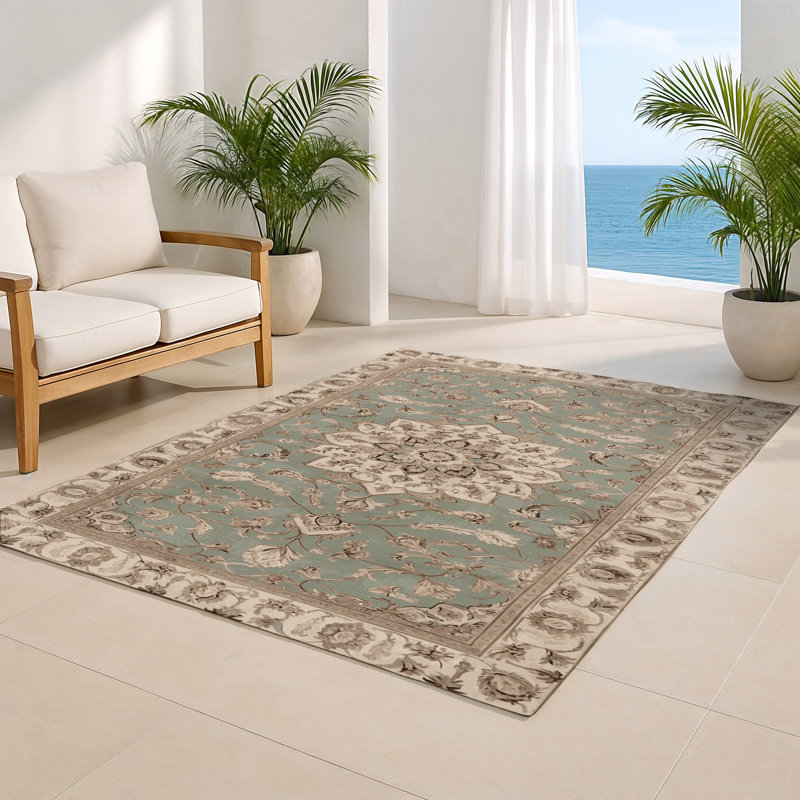 Tapis gris d'intérieur et d'extérieur Tabriz, Rectangulaire 8 pi x 10 pi