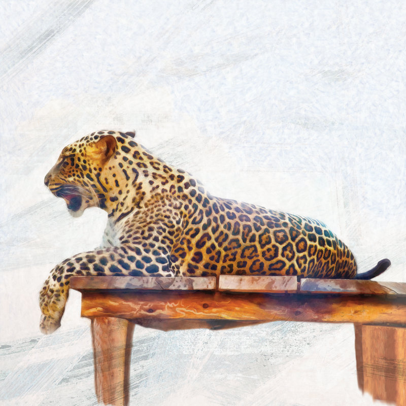 «Relaxing Leopard», reproduction sur toile, H 12 po x l 12 po