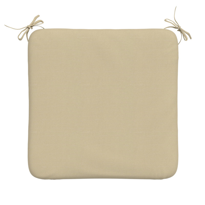 Pack of 2, 18x18x3 inch Sunbrella Square Dining Chair Cushions, Crumley Outdoor Chair Cushions, Canvas Antique Beige, 2
