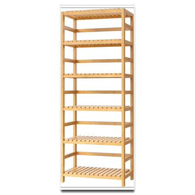 Étagère en bambou à 6 niveaux - Unité de rangement autoportante à tablettes réglables, bibliothèque en bambou naturel / support à plantes