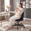 Chaise de bureau/de salon en tissu polaire teddy - Chaise de coiffeuse compacte pivotante à dossier haut et mignonne-1929663100