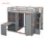 Lit mezzanine double avec garde-robe, bureau et tablettes-109937188
