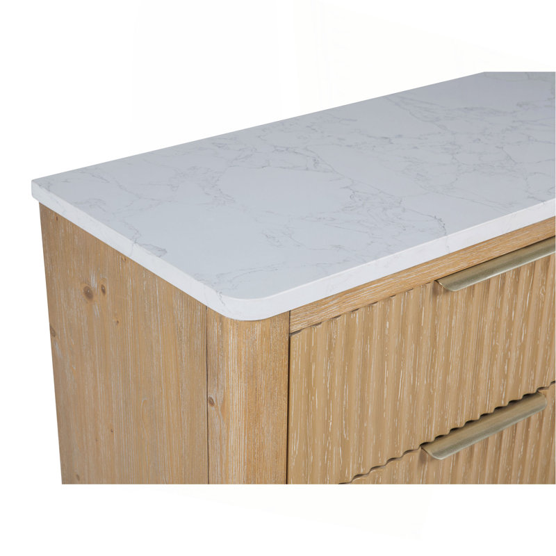 Moderne Esthétique Vaste espace de rangement Six tiroirs 1 pièce Commode en pierre d'ingénierie avec glissière entièrement en laiton