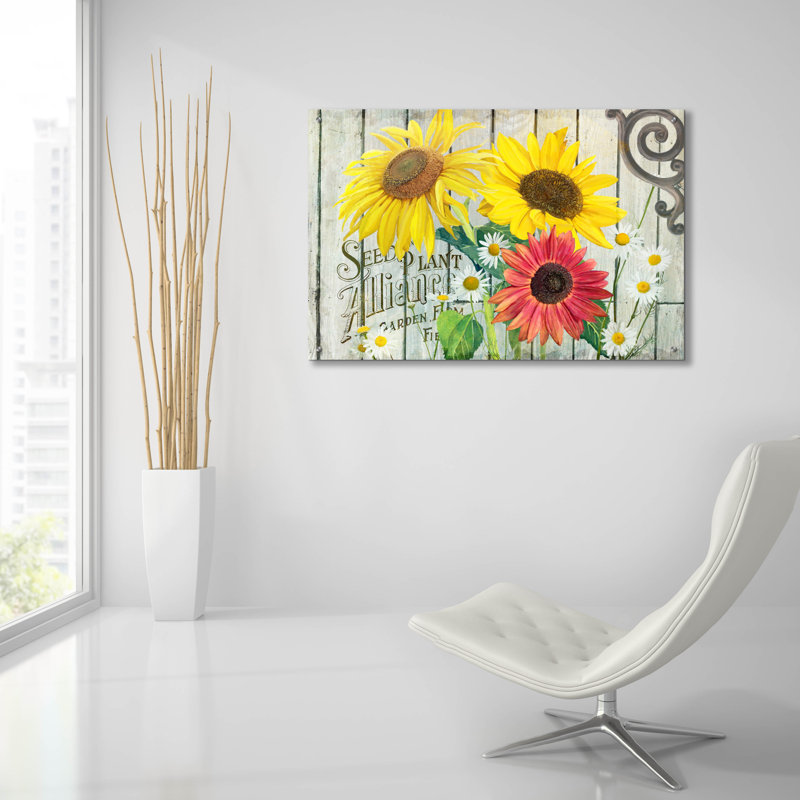 «Farm Seed Sunflowers» par Art Licensing Studio, art mural en verre acrylique, H 24 po x l 36 po x P 0,2 po