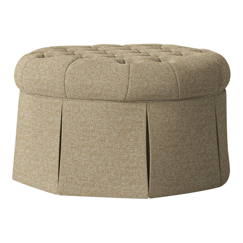 Repose-pieds cocktail capitonné rond 35 po Alma, Polyester orge 8789