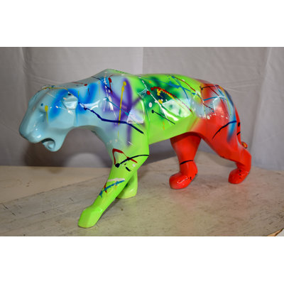 Statue abstraite et géométrique en résine de Jaguar 28 po x 7 po x H 12 po Doraliz
