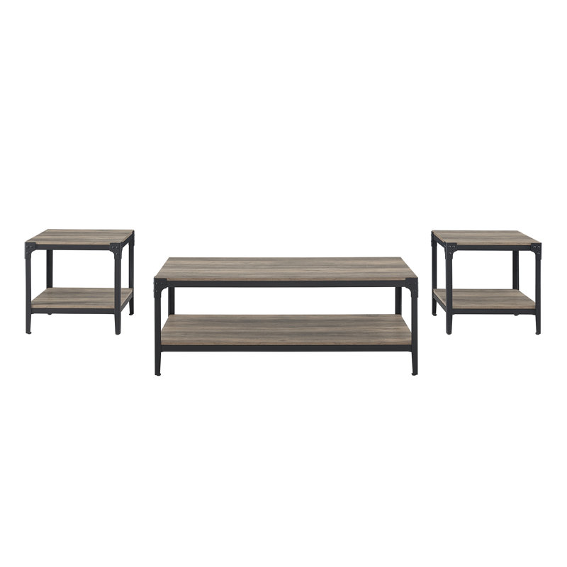 Ensemble de tables basses 3 pièces Gravelle, Gris délavé