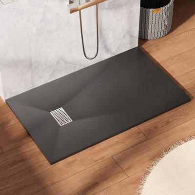 59/60＂W X 36＂D Smc Solid Surface Shower Pan Base With Drain Cover, Non-Slip, Low-Profile, Curbless, Wheelchair Accessible