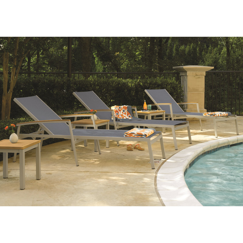 Travira Outdoor Chaise Lounge, Titanium Basketweave, Tekwood Natural, Flint