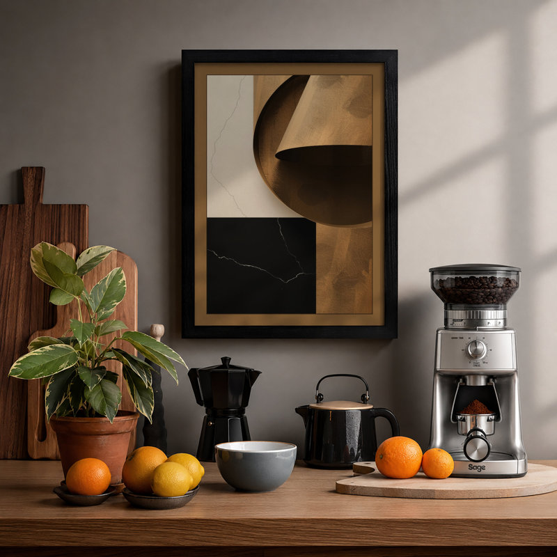 Bronze Sphere And Void Minimalist - Print, Black, A4 - 29.7 x 21.0 cm