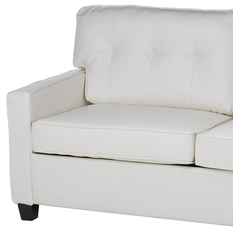 72'' Faux Leather Sofa, White