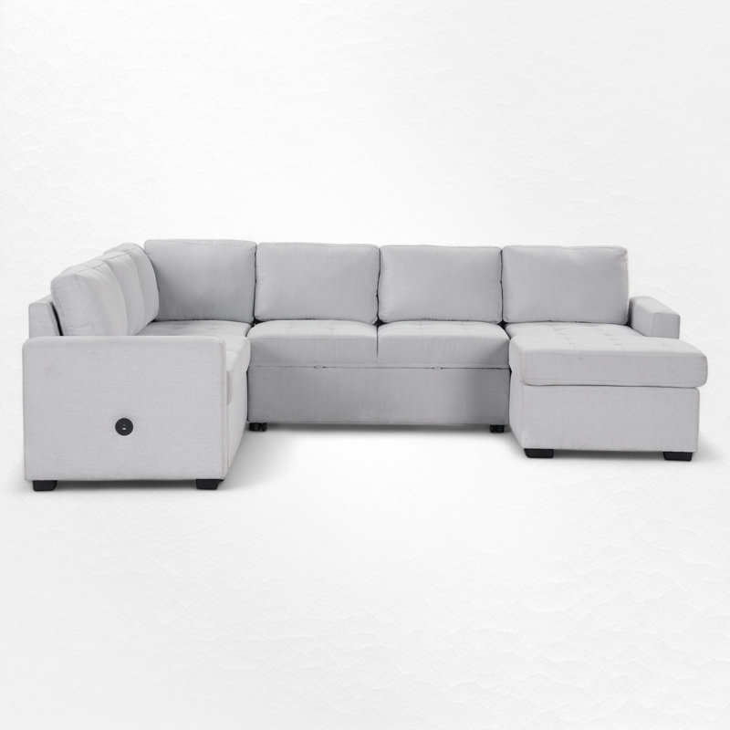 Canapé modulaire 4 pièces Dellarae, Mélange de polyester gris