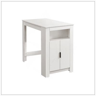 Dining Table, 48" Rectangular, Counter Height, Kitchen, Small, Storage, White Laminate, Contemporary, Modern