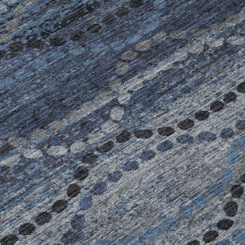Tapis bleu marine Xhevrie intérieur / extérieur lavable à la machine, Rectangle 10 pi x 14 pi