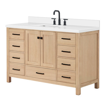 Cambridge 55'' Single Bathroom Vanity with White Quartz Top