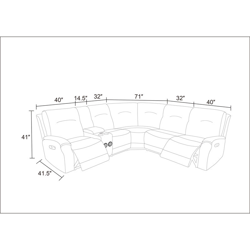 6-Piece Genuine Top Grain Cowhide Leather Power Reclining Sectional With Bluetooth Speaker And Multifunction Console Station