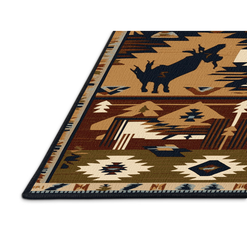  Tapis lavable Bull Rider Southwestern, Tapis de couloir 2 pi x 5 pi