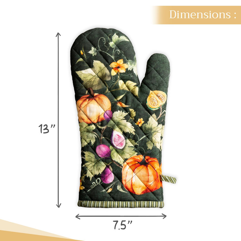 Maison d'Hermine Pumpkin Garden - Gant de cuisine vert foncé 100 % coton - 19 cm x 33 cm