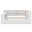 Lit plateforme en bois avec tablettes de rangement, lit gigogne, station de charge, DEL, bureau et tête de lit tapissier-375209046