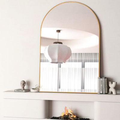 Miroir de salle de bain mural 24 po x 32 po, cadre en aluminium brossé, caractéristiques, feuille de route d'installation rapide en verre HD, crochets renforcés en alliage, processus simplifié pour tous