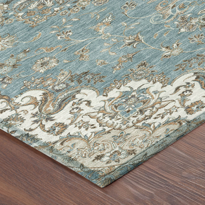 Machine Washable Indoor/Outdoor Chantille ACN2495 Global Rug, 1'8" x 2'6", Teal