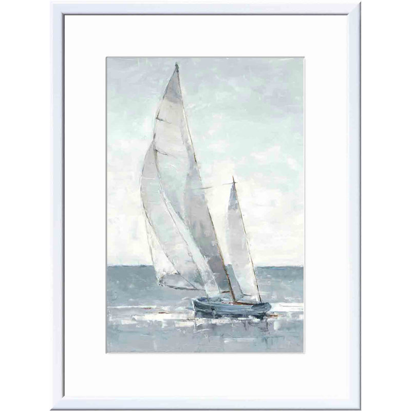 «Gray Seas I» par Ethan Harper - peinture encadrée, Or, H 12 po x l 12 po