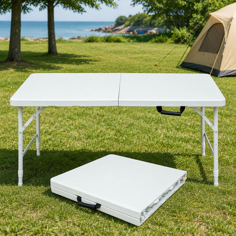 Table pliante portative intérieure et extérieure de 4 pi, poids maximum 135 kg, table pliable pour le camping, White