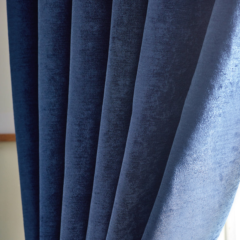 Eilfried Chenille Ring Top Eyelet Curtains, 168cm Width x 229cm Drop, Blue