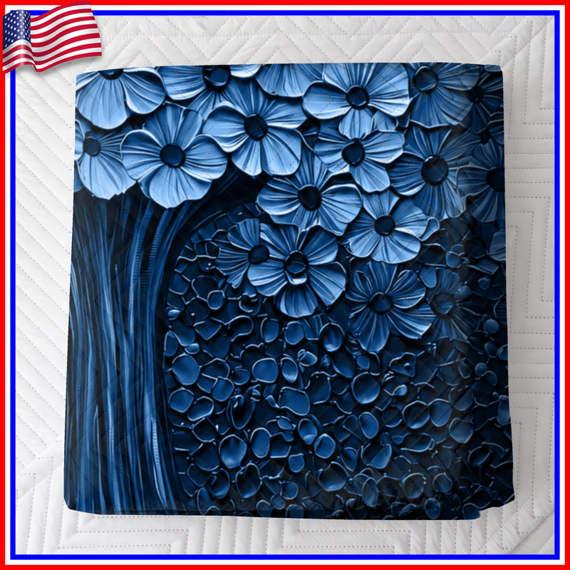 Couvre-lit matelassé Blue Flower Tree toutes tailles, Grand lit