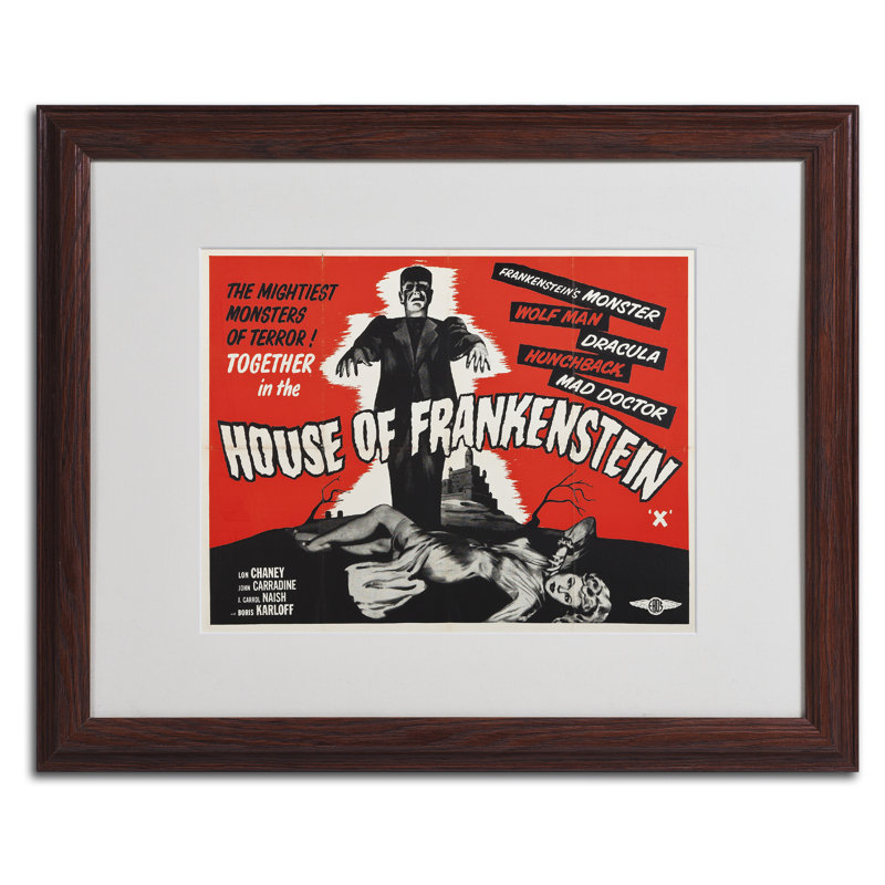 « apple house of frankenstein », affiche rétro sur toile encadrée, H 11 po x l 14 po x P 0,75 po, Noir